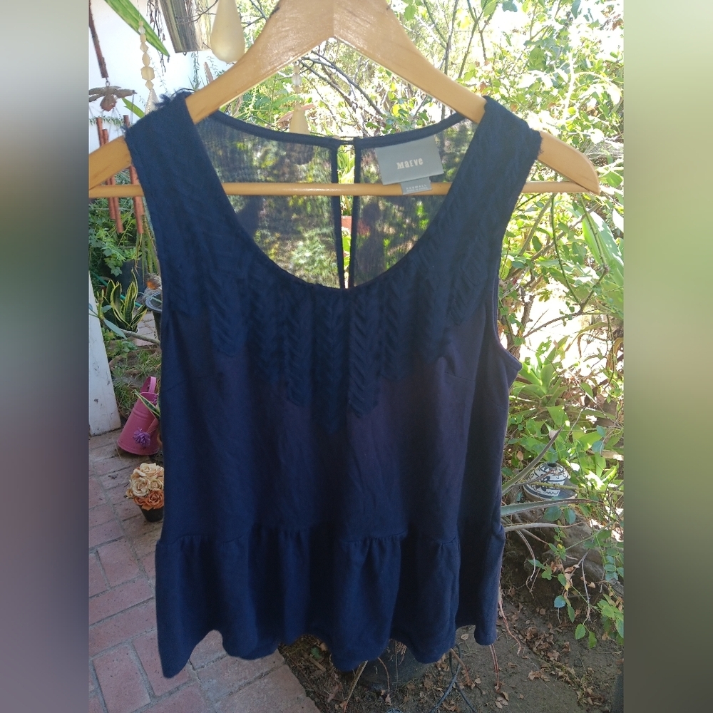 Maeve Deep Blue Textured Tank Top